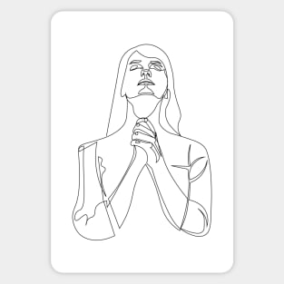 Meditating/praying woman One line art Sticker